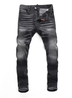 2025DS广州发货春夏破洞小脚男士破洞潮夜店港风黑色高品质D2男士