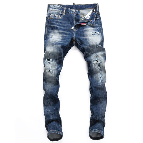 2026DSQ新款破洞修身破洞泼墨刀割港风做旧紧身高D2广州牛仔裤男