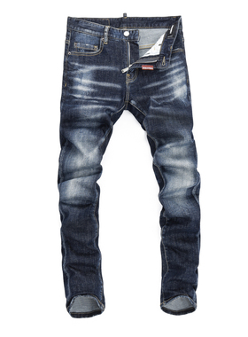 2024春夏新款破洞小脚修身男士蓝色潮夜店港风乞丐紧身高品质DSQ2