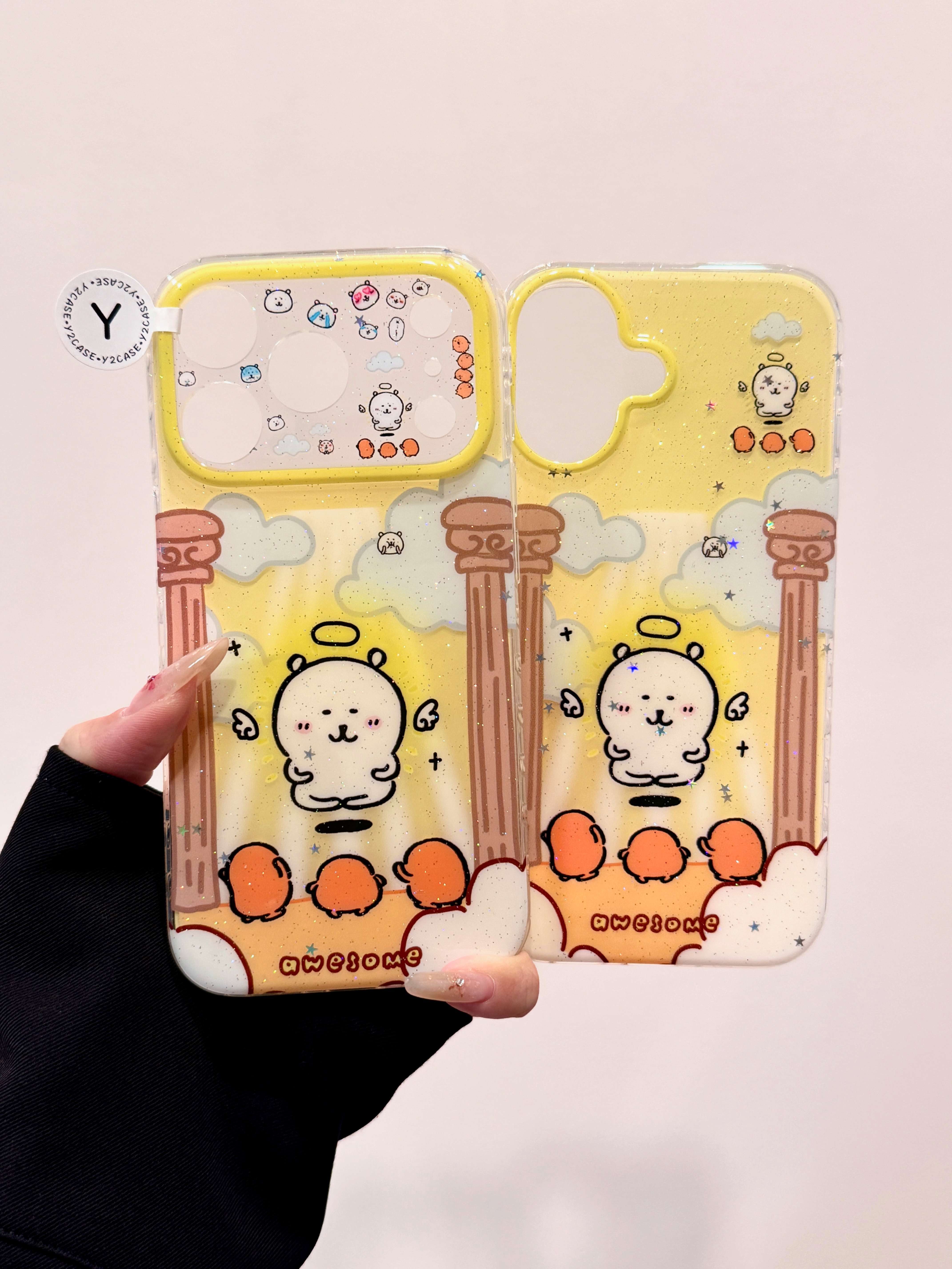 西多士卡通可爱天使自嘲熊IMD双层手机壳适用iPhone17系列苹果16新款图片