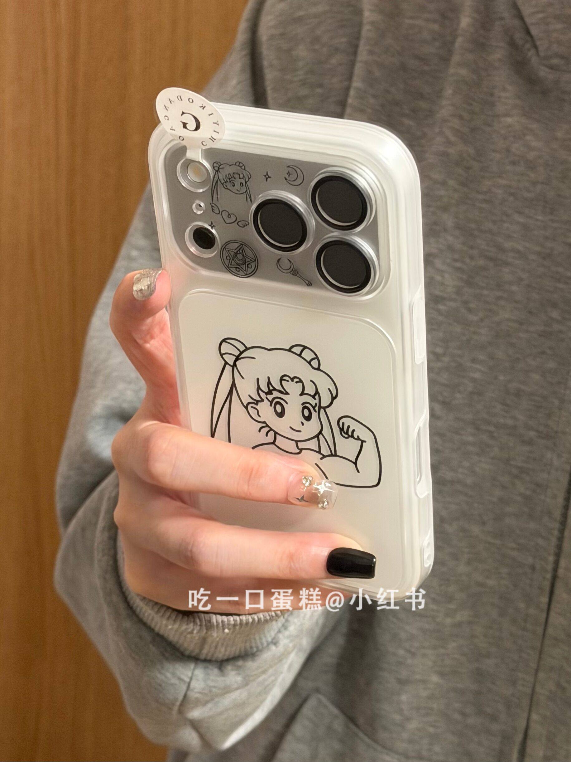 西多士黑线条美少女战士肌肉适用18promax手机壳iphone171615保护套