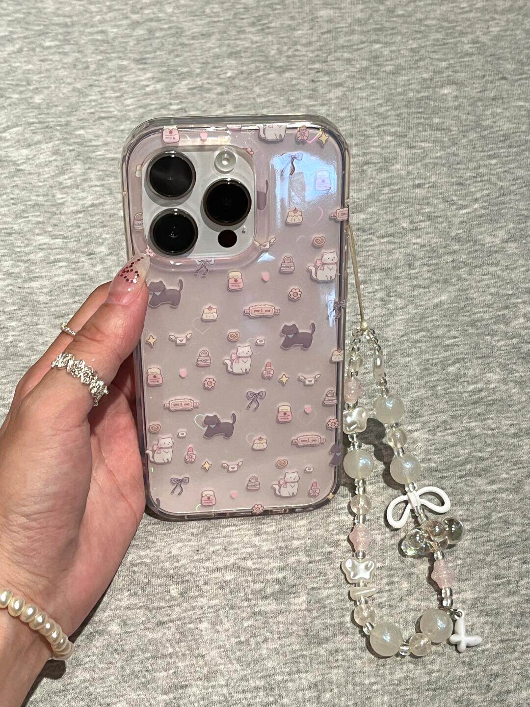 西多士ins韩国可爱透色满屏猫咪镭射爱心手机壳适用iphone15promax全包苹果16新款14ProMax软壳17防摔保护套