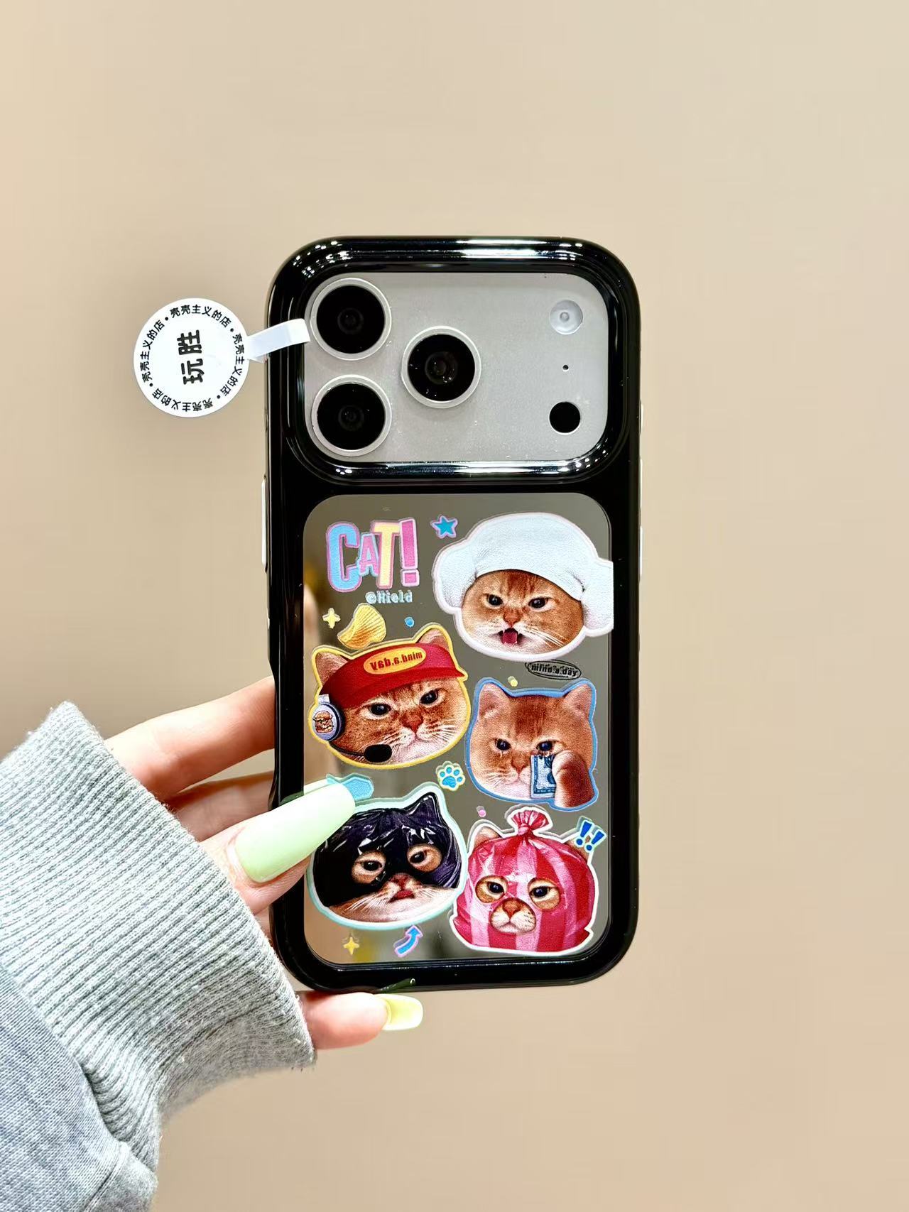 西多士萌系镜面爪印塑料袋猫咪造型适用苹果17promax手机壳16iphone15