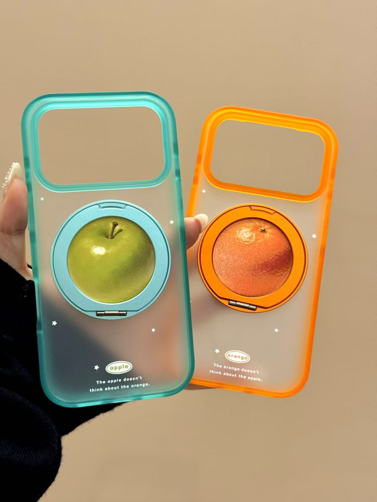 西多士治愈透底英文标青苹果橙子360磁吸支架适用iphone17promax苹果16p