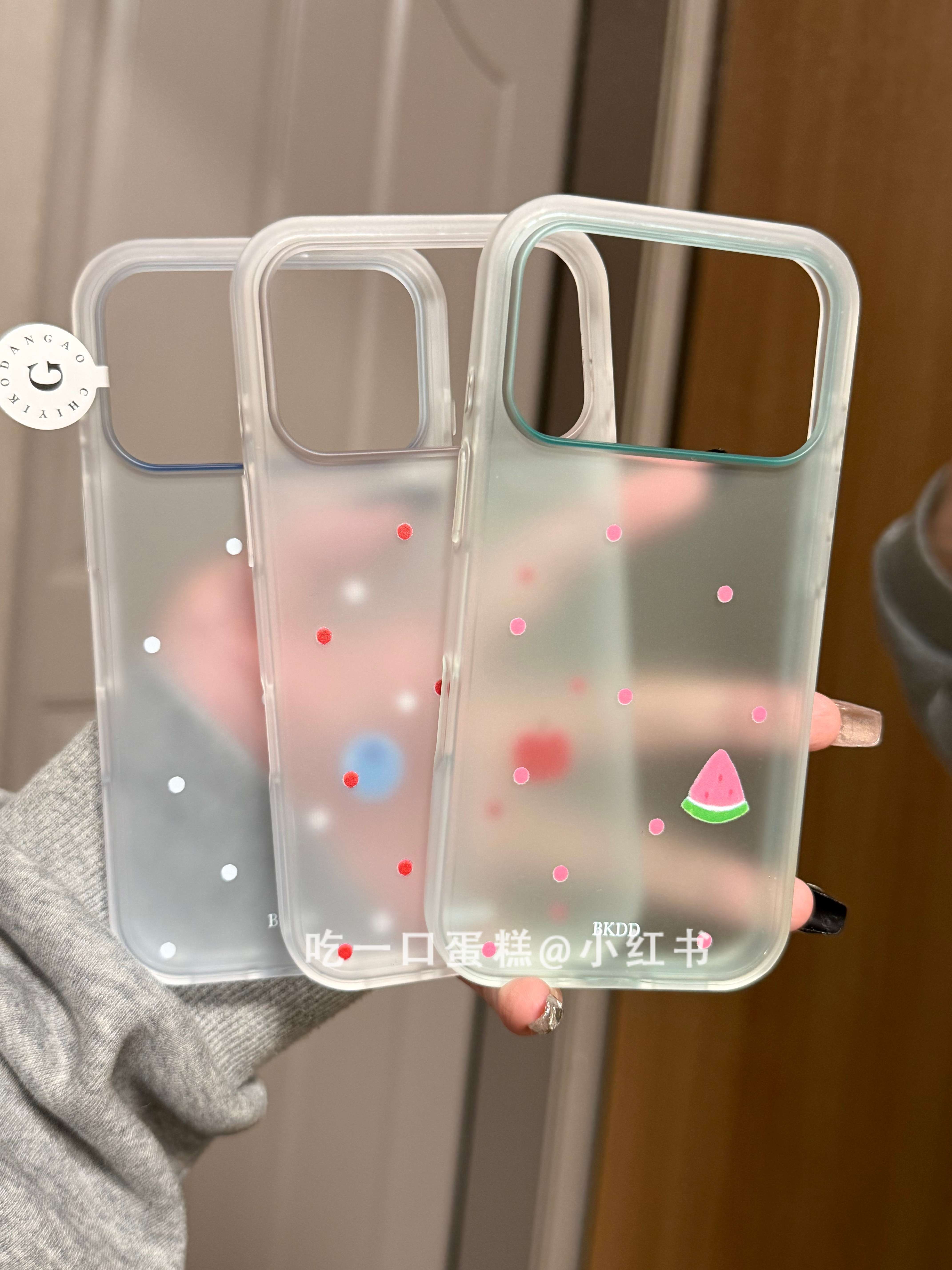 西多士波点苹果蓝莓西瓜适用苹果17promax手机壳iphone1615网红ins磨砂