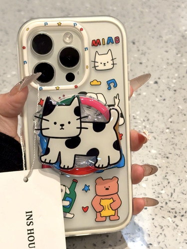 西多士可爱波点奶牛猫磁吸支架适用iphone16promax苹果15p手机壳14p新款13软16