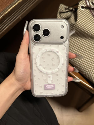 西多士大孔设计磁吸透明磨砂紫色碎花手机壳iPhone16/15苹果14简约ins17防摔保护套