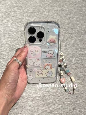 西多士透明细闪拼贴小海豹适用于苹果17promax手机壳iphone16pro保护套