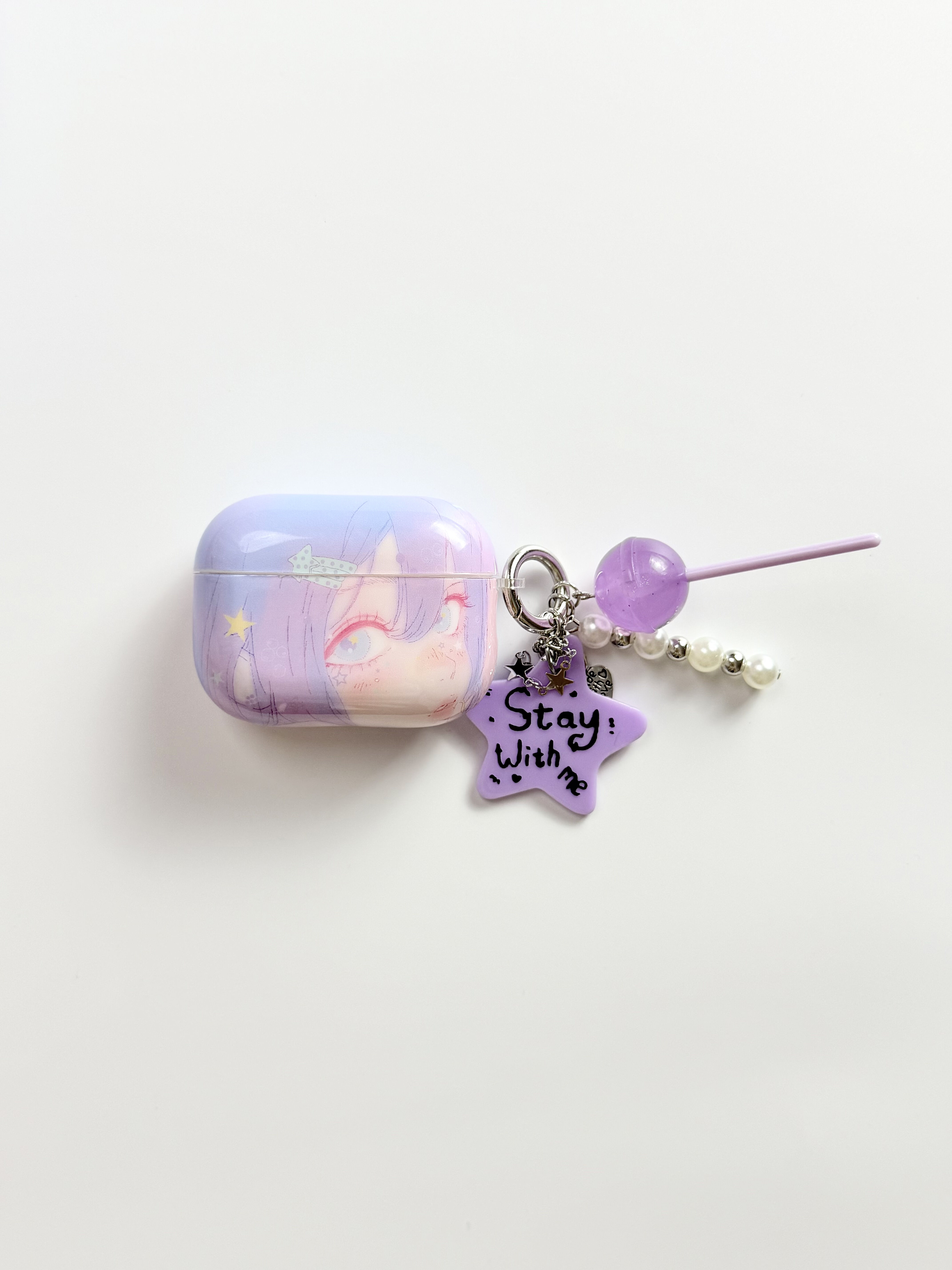 西多士ins风动漫紫色美少女耳机壳适用AirPods苹果蓝牙耳机壳