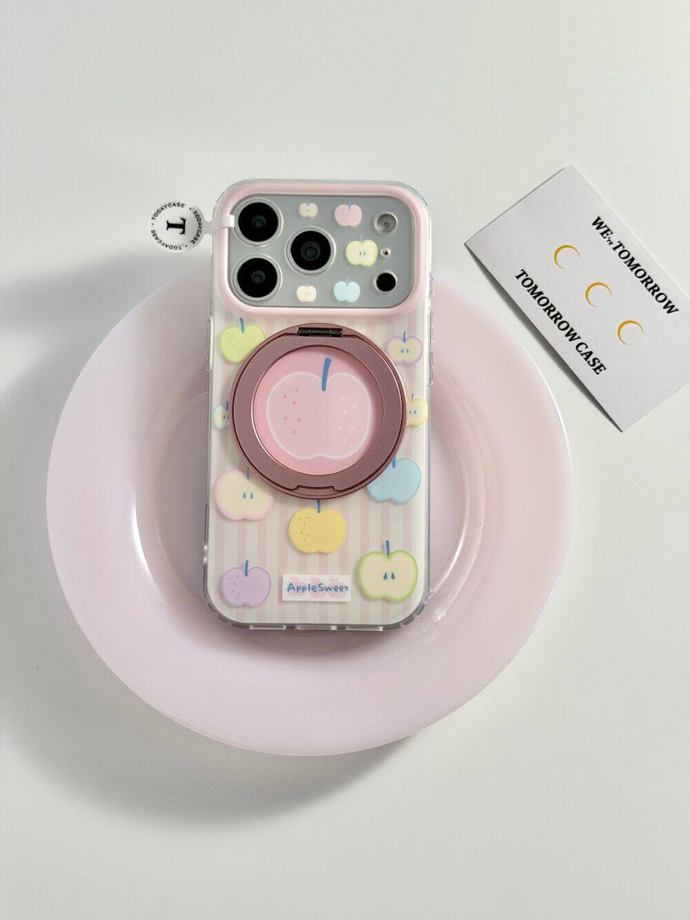 西多士360支点支架粉条纹彩色苹果适用17promax双层iphone16/15手机硬壳