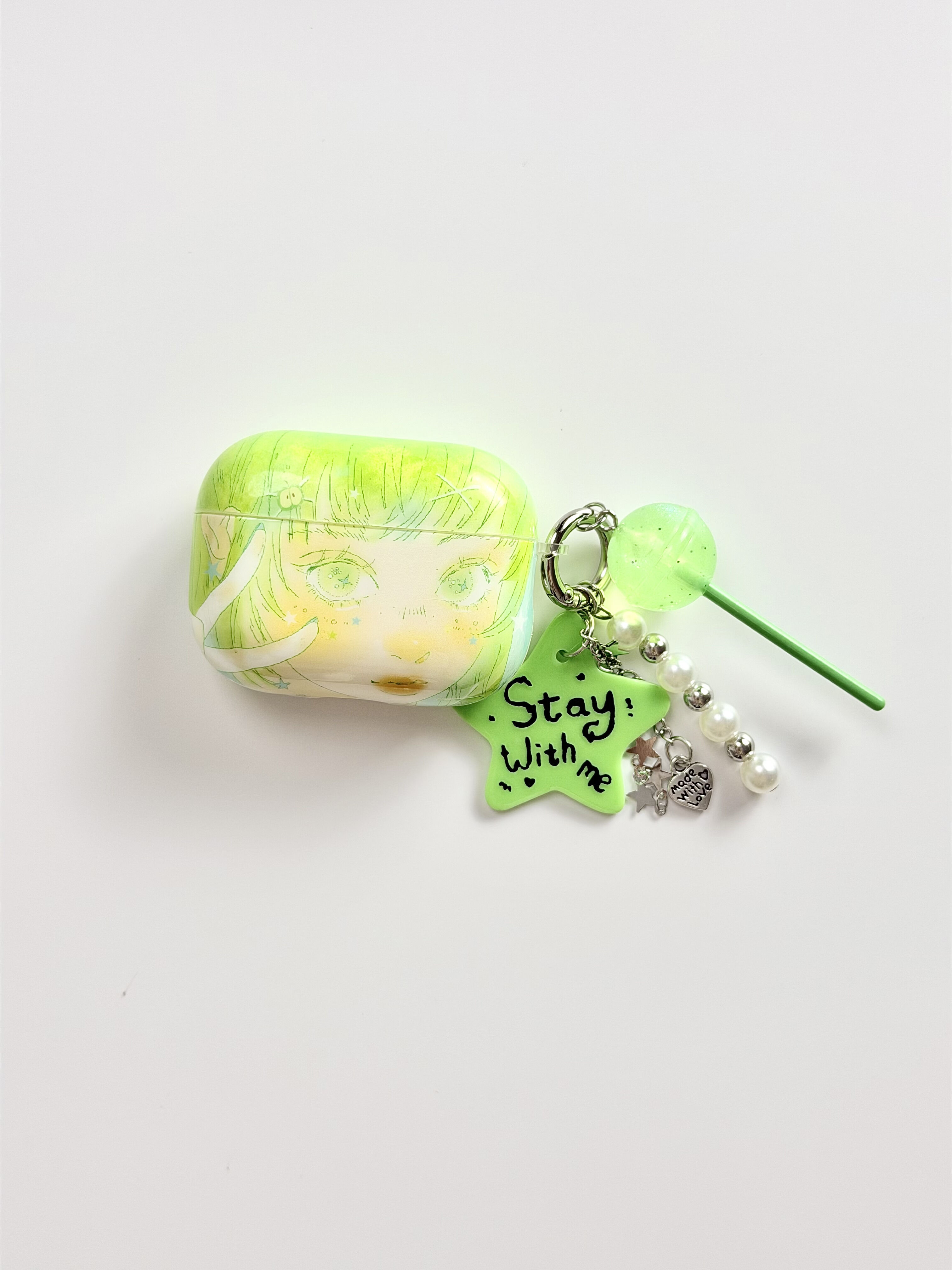 西多士ins风动漫绿色美少女耳机壳适用AirPods苹果蓝牙耳机壳