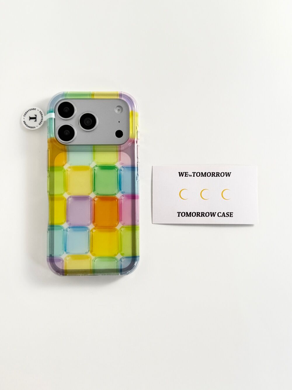 西多士ins透彩色宝石方块适用苹果17pro双层iphone16透明15创意手机硬壳