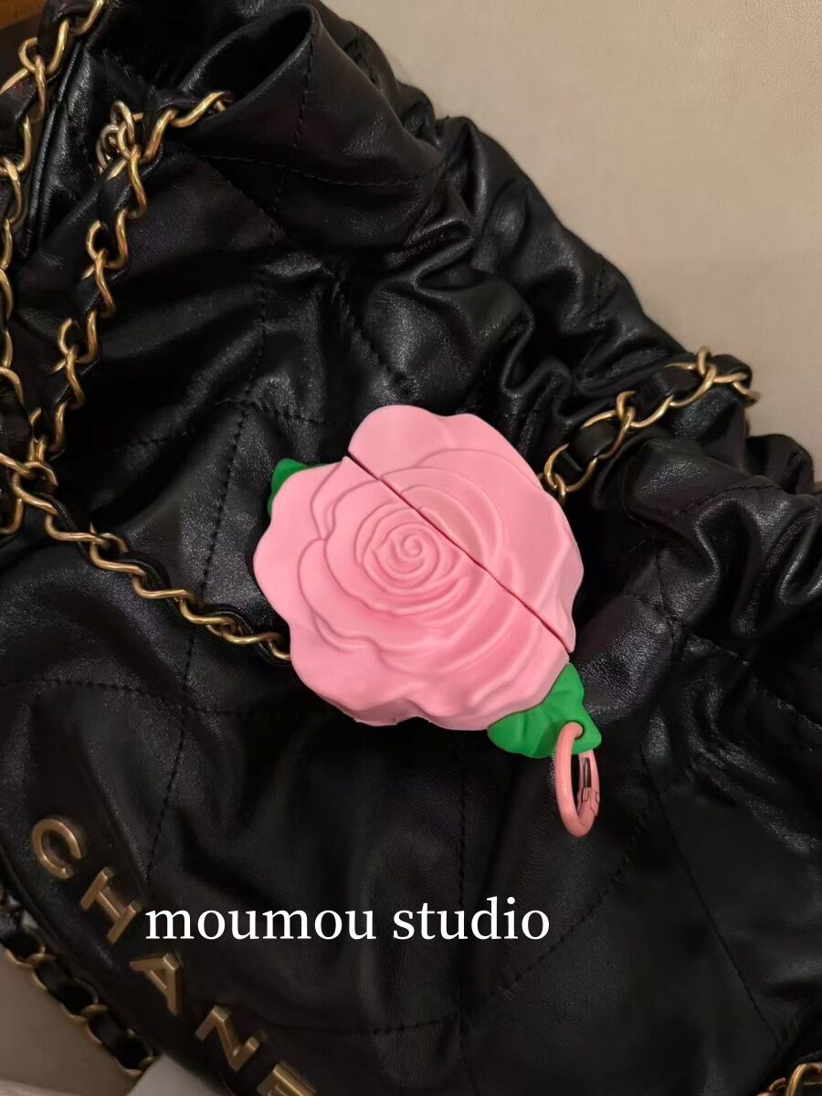 西多士ins韩系粉色玫瑰花硅胶适用苹果airpodspro保护套5代4代防摔1/2