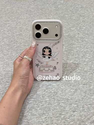 西多士淡紫天使八音盒小玉适用苹果17pro双层iphone16亮面15p可爱手机壳