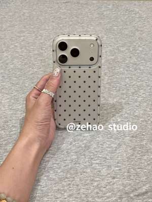 西多士韩系银底满屏黑星星适用于苹果17promax手机壳iphone16pro保护套
