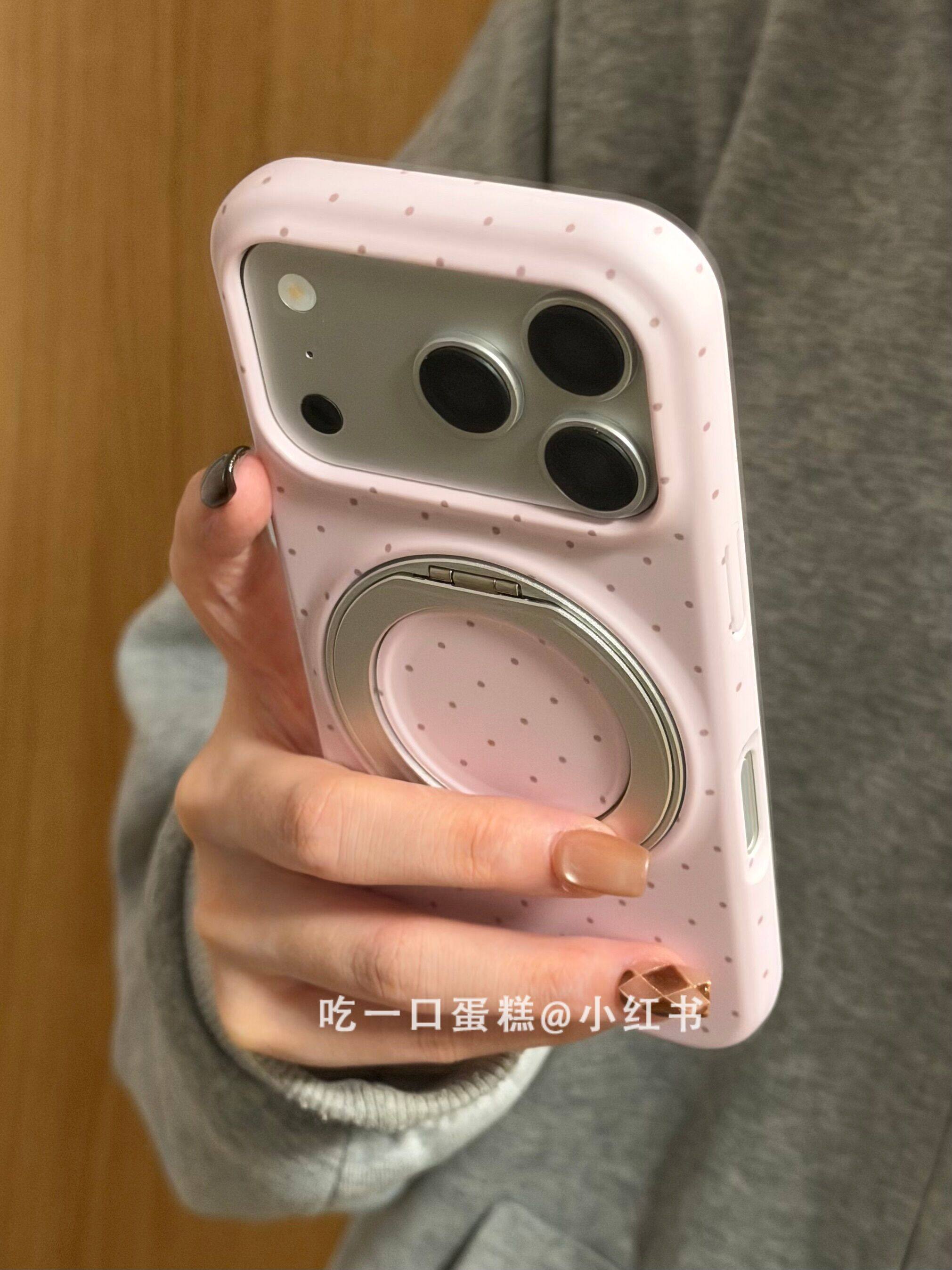 西多士粉底满屏波点360旋转支架适用苹果17promax手机壳iphone1615