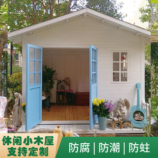 户外小木屋民宿庭院茶室造景花园网红木屋别墅农家乐茅草木屋定制