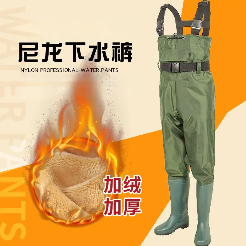 冬季加绒下水裤半身加厚防水抓