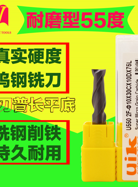 uik钨钢硬质耐磨锣刀双刃平底刀普长2F1mm-20mm特加长合金立铣刀