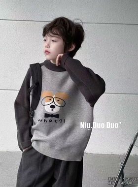 牛哆哆男童毛衣儿童羊绒衫2025冬装新款女孩加绒加厚童装潮15337