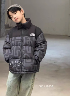 布芮欧童装2025冬新款男女童拼接 90白鸭绒洋气羽绒服外套18138