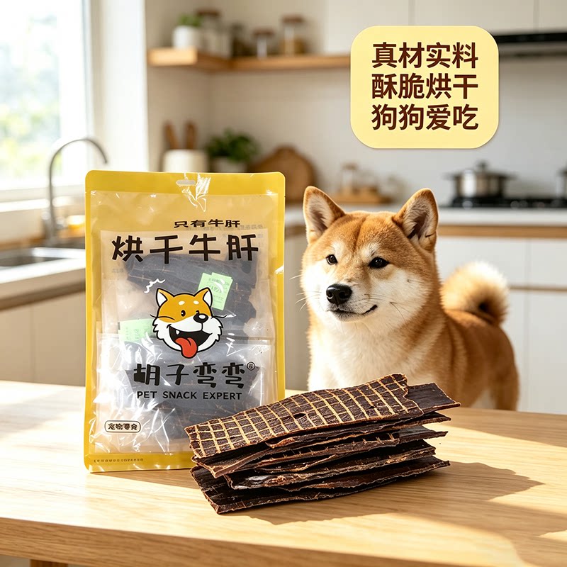 胡子弯弯烘干牛肝250g宠物零食原切肉猫狗磨牙解馋肉薄片萨摩耶