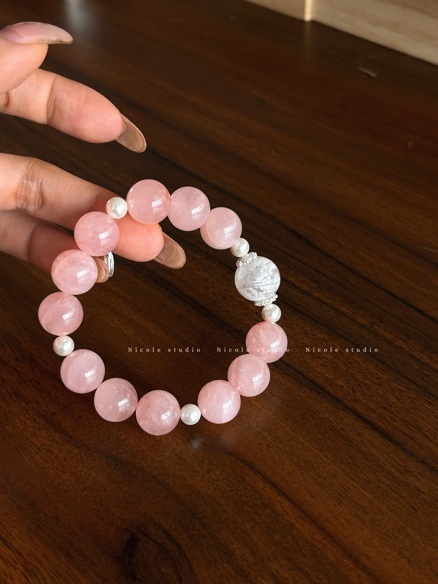 Nicole「玫瑰庄园」原创天然粉水晶雪花幽灵手串招桃花手链礼物女,饰品/流行首饰/时尚饰品新,手链,淘宝优惠券,粉丝福利购,淘宝优惠卷