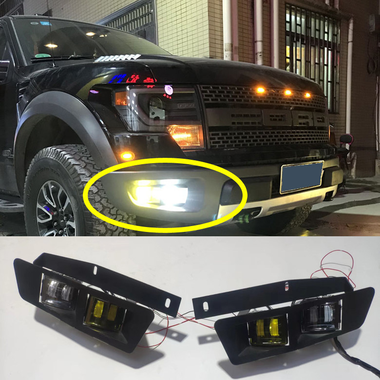 适用09-21年猛禽F150前杠雾灯原车杠龙版射灯越野高亮铺路灯改装