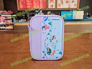 星巴克夏日生活会员星礼包青春黄子母包蓝白条纹笔袋多功能收纳包