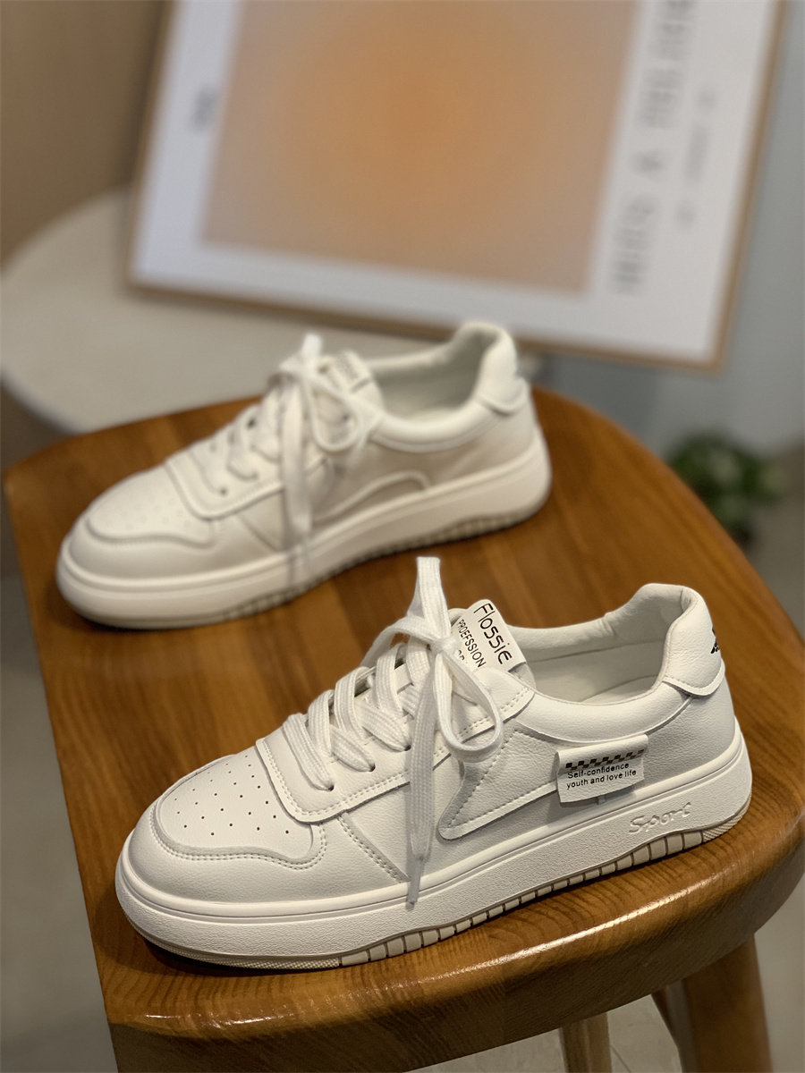 经典设计~ad hepburn 真皮小白鞋女2023款春季百搭运动休闲鞋板鞋