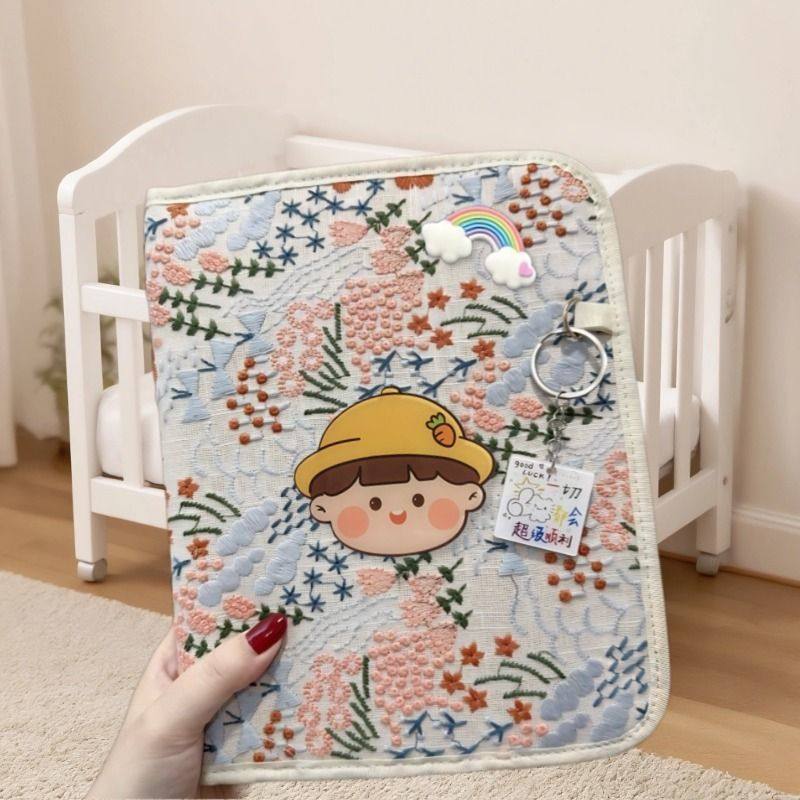 新款孕妈产检大容量拉链收纳包马宝宝报告单刺绣资料册活页孕妇包