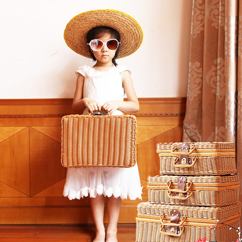 Imitation rattan Picnic basket Straw Countryside Storage basket luggage Retro Suitcase shot prop Rattan box Storagein the Storage consolidation , Home Storage appliances , Storage box , Storage box  category - from Buy2taobao.com to provide professional Taobao agent buy service