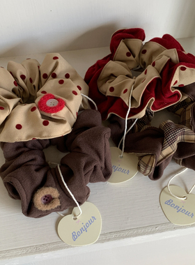 红色爱心波点大肠发圈女高弹力扎马尾橡皮筋发绳气质耐用头绳发饰