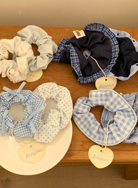 日韩风格纹波点大肠发圈女简约气质扎发头绳发绳丸子头发饰马尾