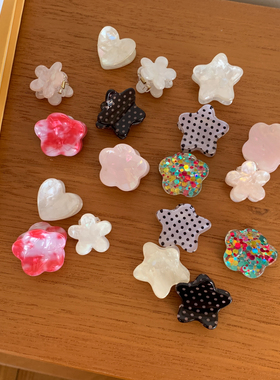 花朵醋酸星星小号抓夹甜美少女系对夹刘海夹日系发夹侧边碎卡子