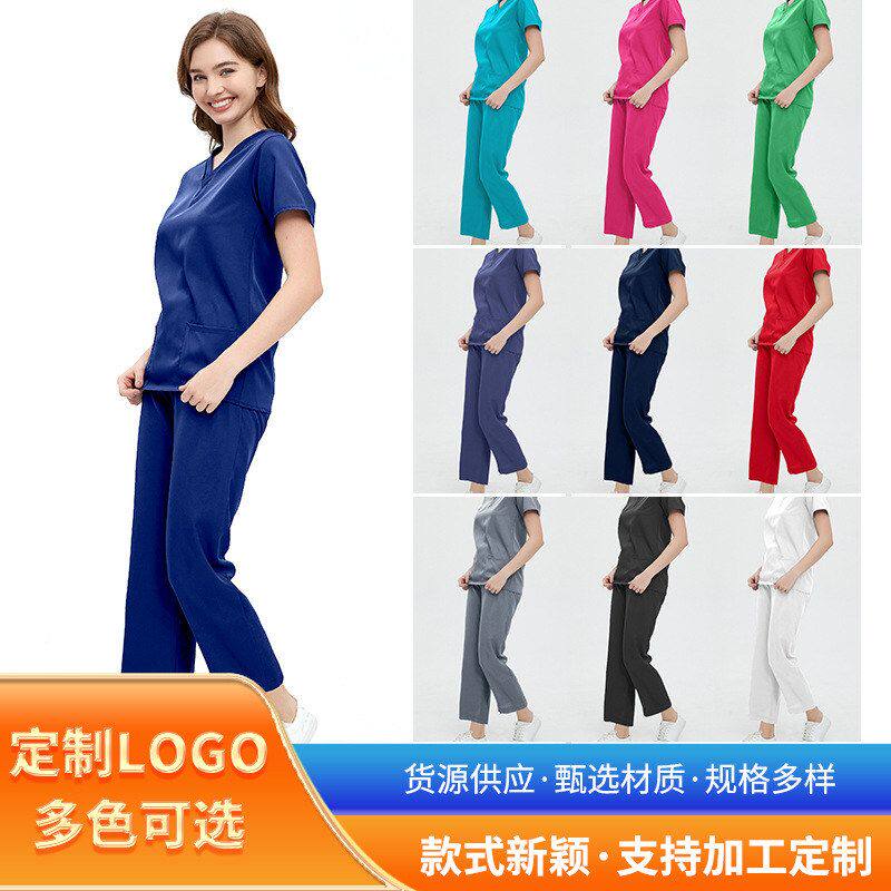 亚马逊跨境手术衣短袖洗手衣女套装护士服手术室工作制服隔离衣