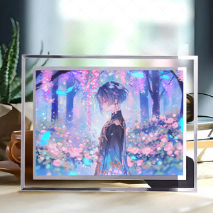 原神行秋水晶玻璃相框游戏周边二次元时尚桌面创意摆件送朋友立牌