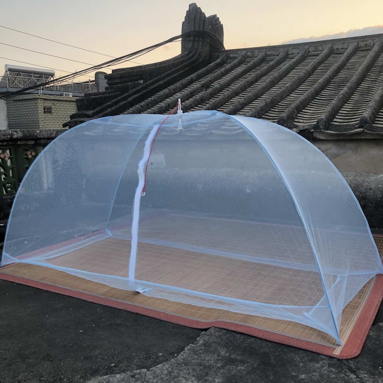 免安装伞型拉链单开门无底打地铺蚊帐防蚊罩带支架简易收放1.8m米