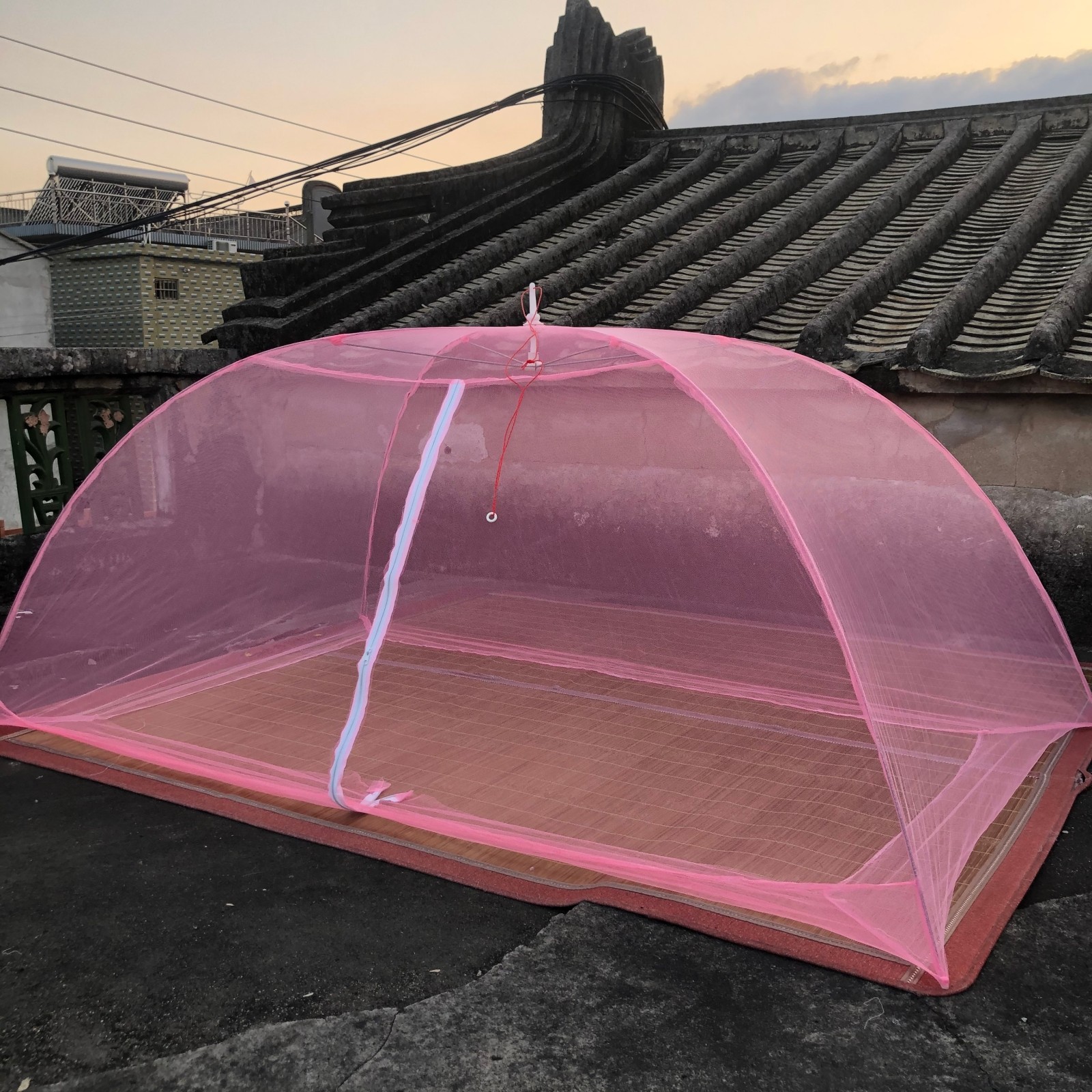 免安装无底蚊帐单开门大人上下铺成人家用野外工厂宿舍打地铺伞罩