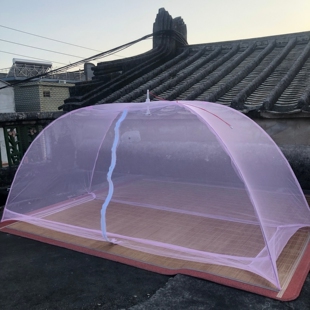 成人蚊帐撑伞式折叠无底单开门拉链带支架免安装打地铺蚊帐1.2m米