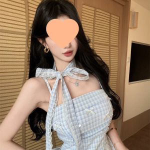 原版面料有内里拉链甜美蝴蝶结吊带连衣裙女夏季裙子蓬蓬裙短裙女