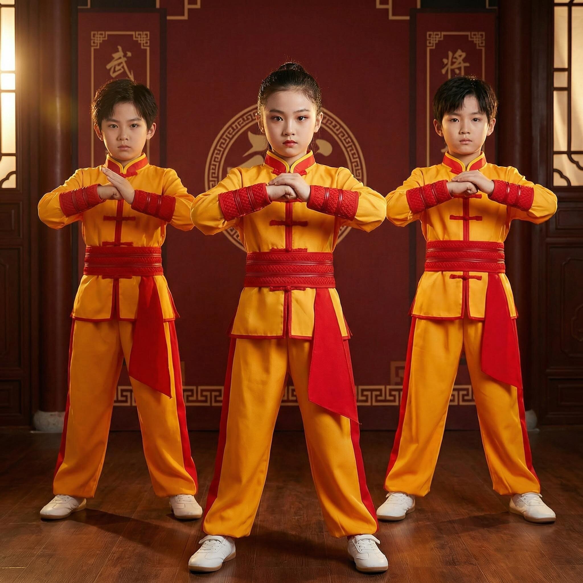 儿童武术表演服中小学生运动会舞龙舞狮六一演出打鼓服太极练功服