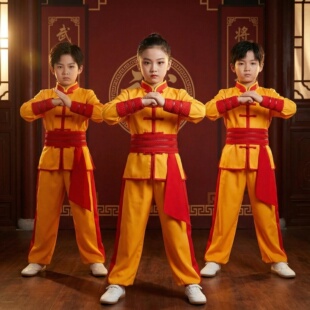 儿童武术表演服中小学生运动会舞龙舞狮六一演出打鼓服太极练功服