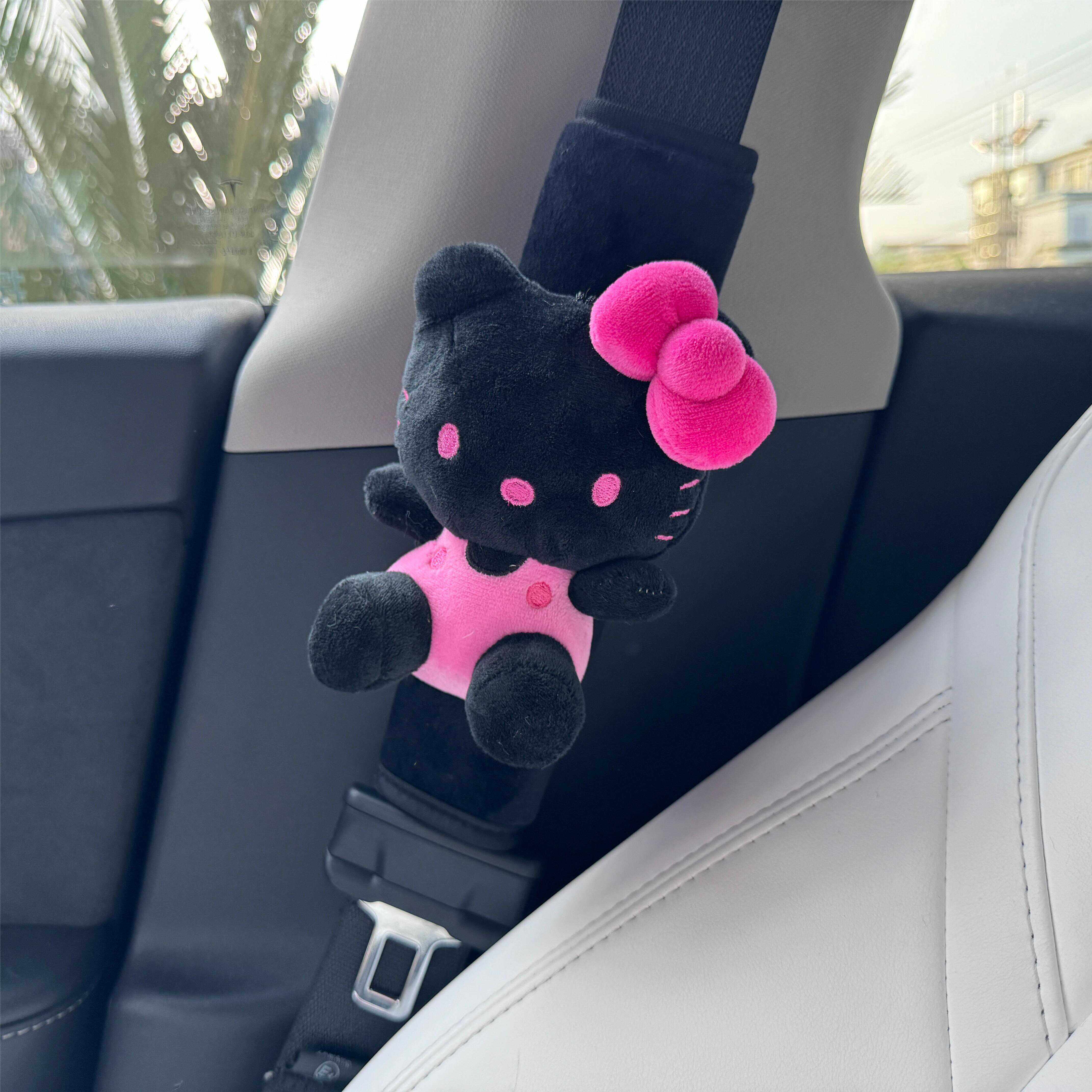 黑粉Hellokitty安全带护肩套可爱凯蒂猫车载毛绒玩偶装饰新车礼物图片