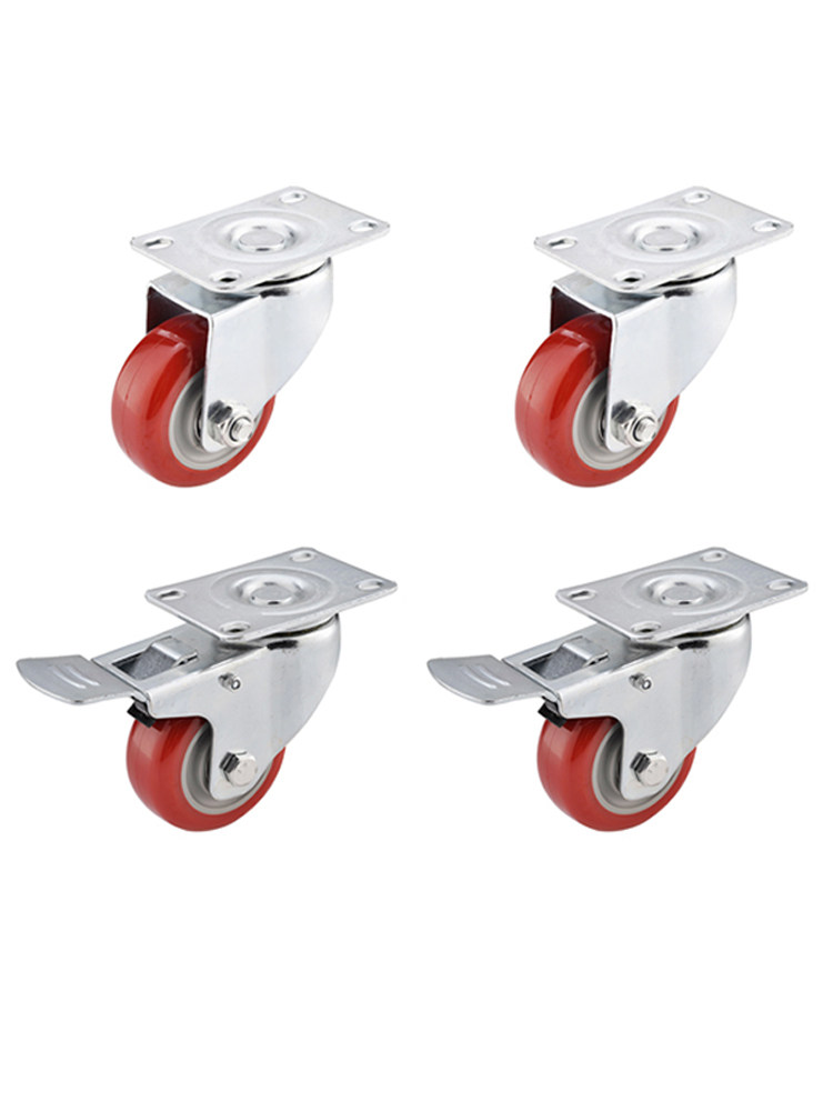 3寸冰柜手推车脚轮子4寸实心定万向轮带刹车静音承重平板拉车轱辘