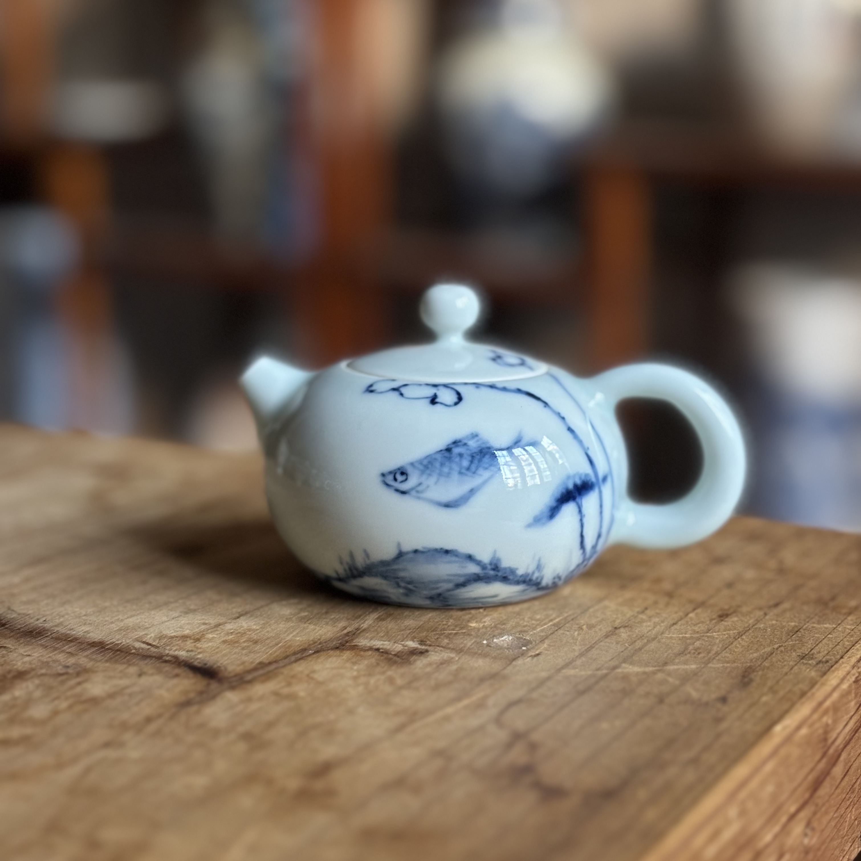 王正珺手绘青花瓷功夫茶具茶壶小号西施壶陶瓷器柴窑壶极简中式