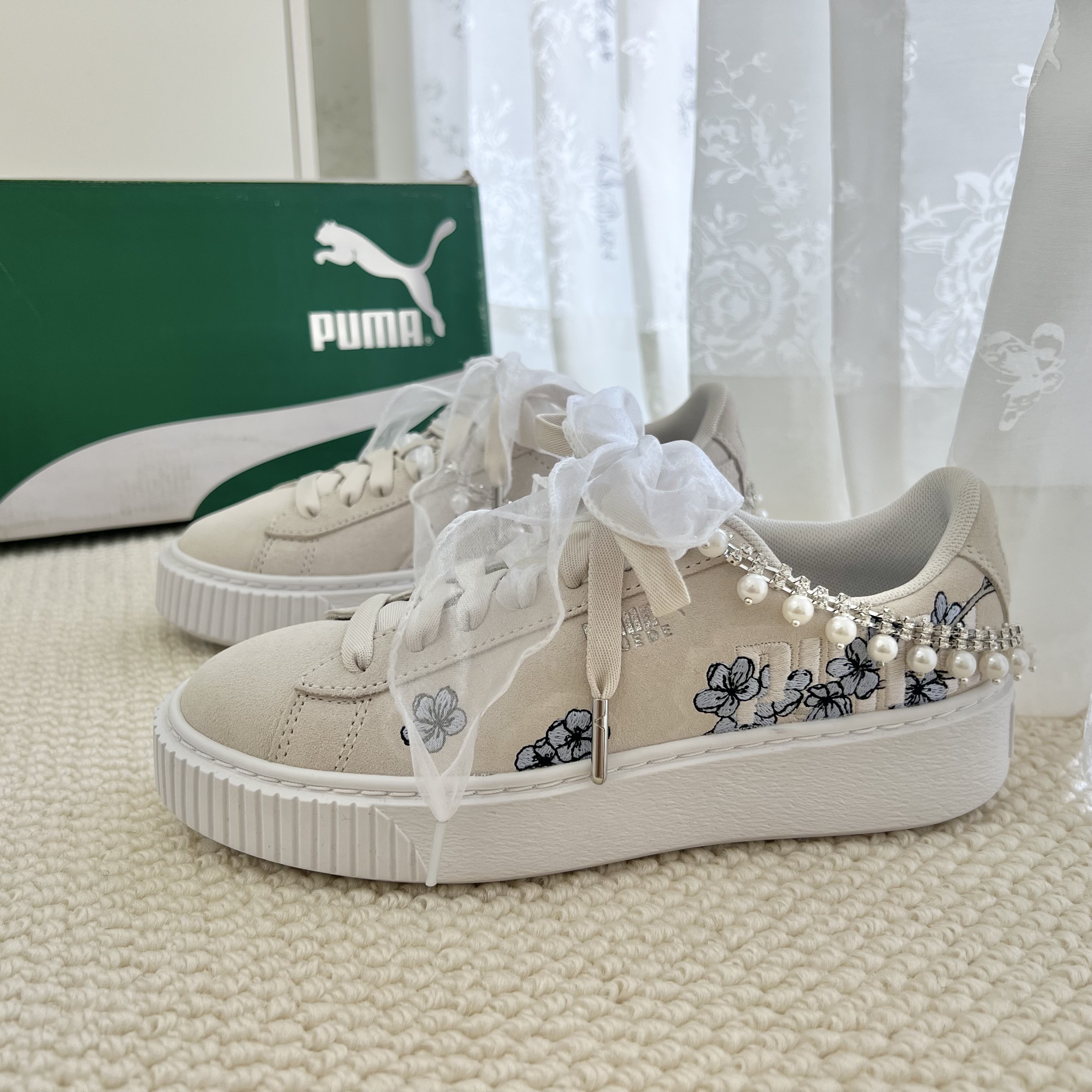 彪马puma专柜正品女款国风刺绣厚底增高休闲运动学生板鞋 370806