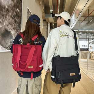 简约书包男初中生多功能双肩包女生大容量斜挎包通勤新款三用背包