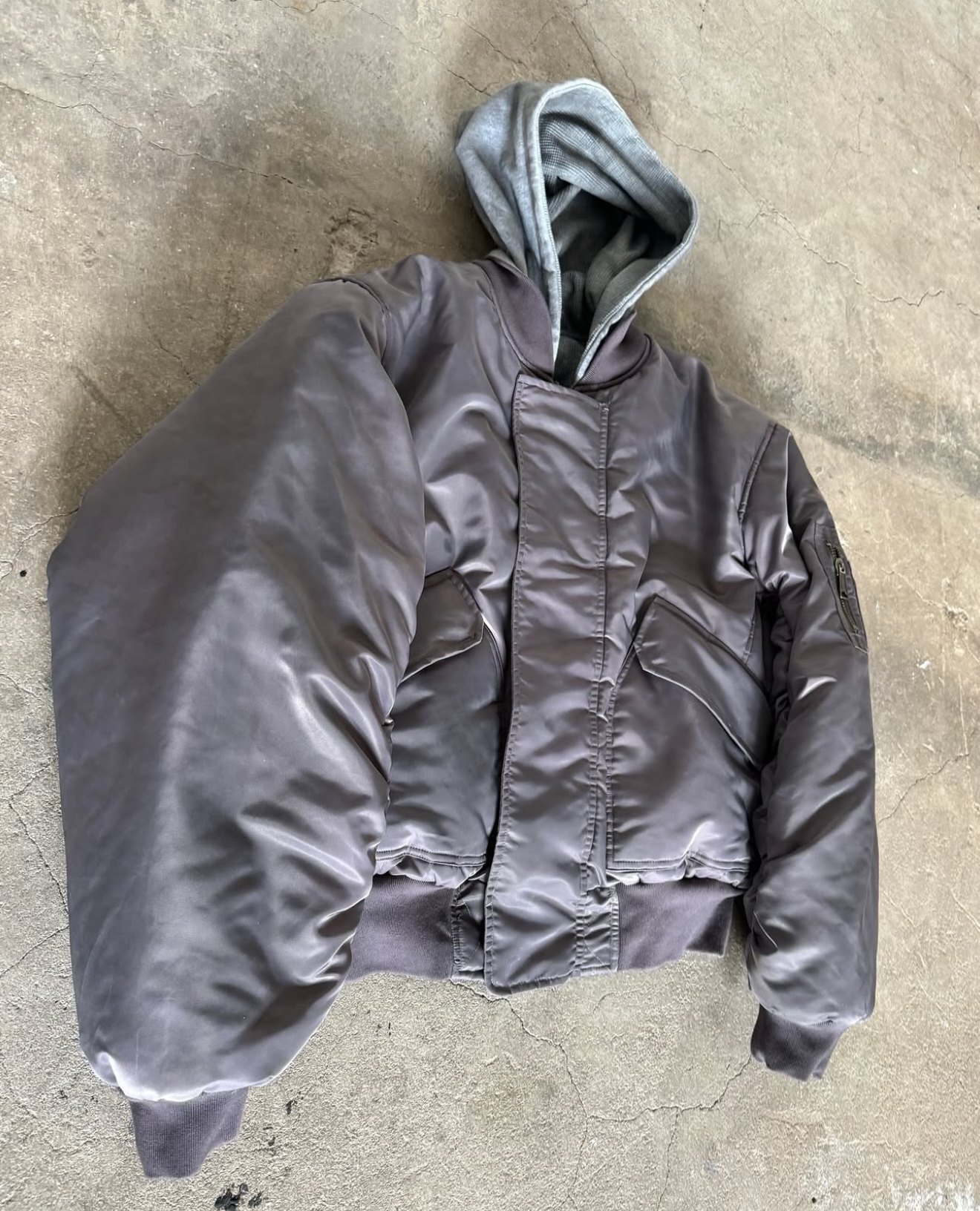 thumbnail for No faith studios Waffle Hooded Reversible Jacket Reworked Washed Old Bomber Cotton Jacket