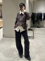 Kiko Kostadinov 24aw collaboration curved cut pants style deconstructed washed black wide-leg jeans for both men and women thumbnail 3